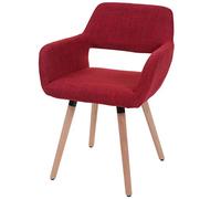 6x Chaise De Salle À Manger Hwc-A50 Ii, Fauteuil, Design Rétro Des Années 50 Tissu, Rouge Pourpre Rouge