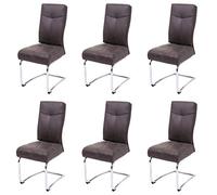 Mendler 6X Chaise de Salle à Manger HWC-G56, Textile Aspect Daim - Gris