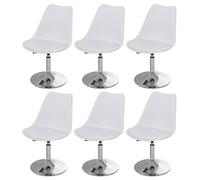 6x Chaise Pivotante Malmö T501, Réglable En Hauteur, Cuir Synthétique Blanc Multicolore