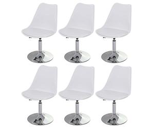 Mendler 6X Chaise pivotante Malmö T501, réglable en Hauteur, Cuir synthétique - Blanc