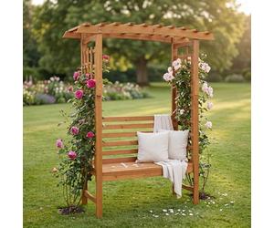 Mendler Arche à Roses avec Banc HWC-Q21 201 x 160 x 60 cm Couleur Naturelle