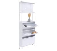 Mendler Armoire à Chaussures HWC-O86 Métal 201x80x20cm Blanc