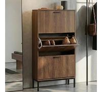 Mendler Armoire à Chaussures HWC-P48 125x60x25cm Marron