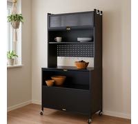 Mendler Armoire de Cuisine HWC-O53 175x80x42cm Noir