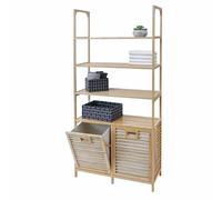 Mendler Armoire de Salle de Bain en Bambou HWC N83 168x81x33cm