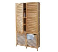 Mendler Armoire de Salle de Bain en Bambou HWC N83 168x82x34cm