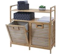 Mendler Armoire de Salle de Bain en Bambou HWC-N83 88x81x33 cm