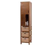 Armoire Haute en Teck HWC-M84, Armoire de Salle de Bain Highboard, Teck de qualité B-Grade (Bois de cœur, 20-30 Ans) 120x40x40cm