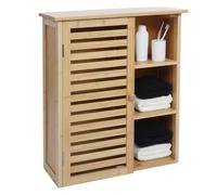 Mendler Armoire Suspendue HWC-O73 Portes Compartiments de Rangement Bambou 60x50x19cm