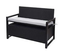 Banc 2 Places En Polyrotin Hwc-F39, Banc De Jardin Banc, Compartiment De Rangement Anthracite, Coussins Gris Gris