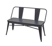 Banc à 2 places, HWC-H10, pour vestiaire, salle à manger, design industriel-vintage, similicuir noir-gris