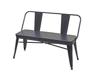 Mendler Banc à 2 Places HWC-H10 Similicuir Noir Gris