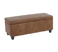 Mendler Banc/Banquette/Coffre de Rangement Kriens, 112x45x45cm, Similicuir - Aspect Daim Marron