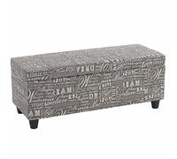 Mendler Banc/Banquette/Coffre de Rangement Kriens, 112x45x45cm, Tissu - Gris Words Fabric