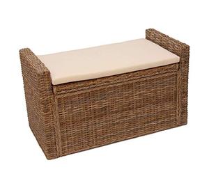 Mendler Banc Banquette/Coffre de Rangement M92, rotin - kubu, Gris