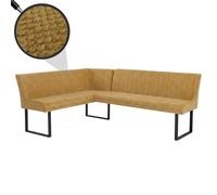 Banquette d'angle HWC-O82, banquette de salle à manger, certifiée Oeko-Tex (310 g/m²), tissu chenille / métal, 159 x 210 cm jaune moutarde