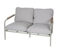 Mendler Banc de Jardin en Aluminium HWC-O11, Outdoor Banc 2 Places canapé, Tissu oléfine (205 g/m²) 125cm - Vert Clair Rembourrage Beige