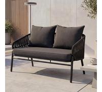 Mendler Banc de Jardin en Aluminium HWC-P90, canapé de Jardin, Banc d'extérieur, tressage en Corde, Tissu/Textile (180 g/m²) - Anthracite