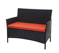 Mendler Banc de Jardin Halden en polyrotin - Noir, Coussin Terre Cuite
