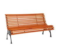 Mendler Banc de Jardin HWC-O24, Banc 3 Places en Bois et Fonte, 160 cm - Teck