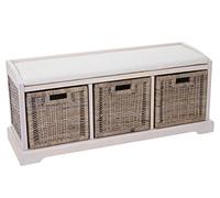 Mendler Banc de Rangement Bienne 112x46x37cm Blanc