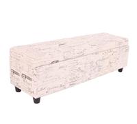Banc/Banquette/Coffre De Rangement Kriens, 112x45x45cm, Tissu Crème / Jacquard Noir Multicolore