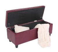 Banc Banquette Rembourrée Coffre De Rangement Kriens, Cuir Reconstitué, 112x45x45cm Rouge Multicolore