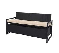 Poly-Rattan Banc 3 Places Hwc-F39, Banc De Jardin Coffre, Rangement Coussin D'assise Anthracite, Coussin Beige Gris