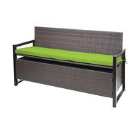 Mendler Banc en rotin HWC-F39 Gris chiné Coussins Verts