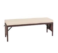 Mendler Banc en rotin HWC-G16, Banc de Jardin en rotin, Gastronomie 112cm - Brun, Coussin crème