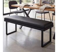 Mendler Banc HWC-O81, Banc rembourré, métal et Simili Cuir, 120 cm, Noir