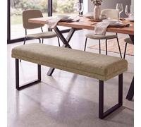Mendler Banc HWC-O81, Banc rembourré, Tissu Chenille (310 g/m²) 120 cm, Marron Clair