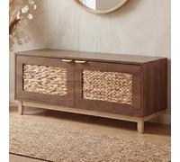 Mendler Banc HWC-P54, Banc de vestiaire, étagère à Chaussures, Rangement à Chaussures, MDF mélaminé, façade en Jacinthe d'eau, 45 x 100 x 42 cm - Marron