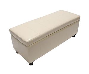 Mendler Banquette Kriens, Coffre, Banc, Cuir + Similicuir, 112x45x45cm - crème