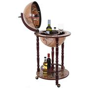 Mendler Bar de Salon HWC-D83 Ø 33cm Roulant Bois d'eucalyptus Marron