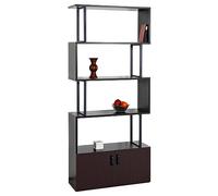 Mendler Bibliothèque HWC-A27 – Étagère séparateur de pièce 183x80 cm, porte brun foncé