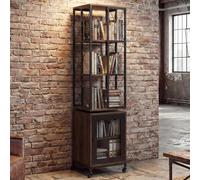 Mendler Bibliothèque HWC-P13 mélamine MVG 162x40x42cm Brun foncé