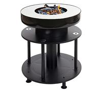 Bol De Feu Avec Grill Hwc-K95, Foyer Grill Bbq, Plaque De Grill Surface De Dépôt, Acier Inox Émaillé Ø 56cm Noir Noir