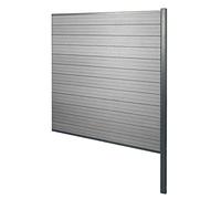 Mendler Brise-Vue en WPC Sarthe, poteaux en Aluminium - Elément d'extension, 185cm Gris