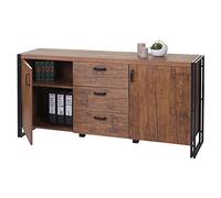 Buffet Hwc-A27, Commode Bahut Armoire 80x160x40cm Structure 3d, Couleur Chêne Sauvage Marron