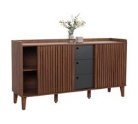 Mendler Buffet HWC-M48 Mango Massif MDF 81x150x40cm Naturel tiroirs Blanc