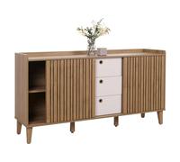 Mendler Buffet HWC-M48 Mango Massif MDF 81x150x40cm Naturel tiroirs Blanc