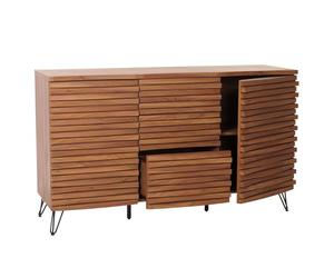 Mendler Buffet HWC-M49 Bois Massif Mangue métal 85x142x44cm Aspect Noyer