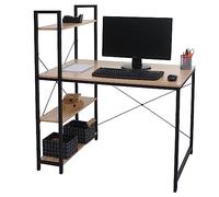 Mendler Bureau avec étagère HWC-K81 100 x 60 cm métal bois naturel