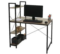 Mendler Bureau avec étagère HWC-K81 100x60cm métal MDF Gris-Brun