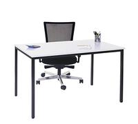 Bureau Braila, table de conférence table de séminaire, 120x80cm MDF ~ blanc