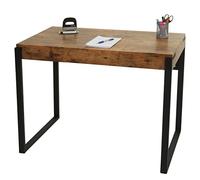 Bureau HWC-L53, table d'ordinateur, table de travail, métal 100x54cm ~ chêne sauvage foncé