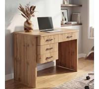 Bureau HWC-P42, bureau de travail, bureau d'ordinateur, 4 tiroirs en MDF, 78 x 110 x 60 cm aspect chêne Wotan