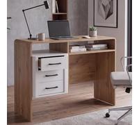 Mendler Bureau HWC-P43 75 x 100 x 40 cm, Aspect chêne Wotan, Blanc
