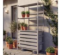 Mendler Cache en Aluminium pour climatiseur/échangeur Thermique HWC-P95, Cache pour Grille de Protection, étagère 163 x 90 x 38 cm - Gris